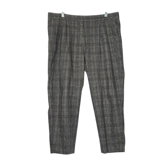 Babaton Aritzia Cohen Pants Pleated Glen Plaid CASHMERE Check Tan Size 16 Career - Picture 2 of 11